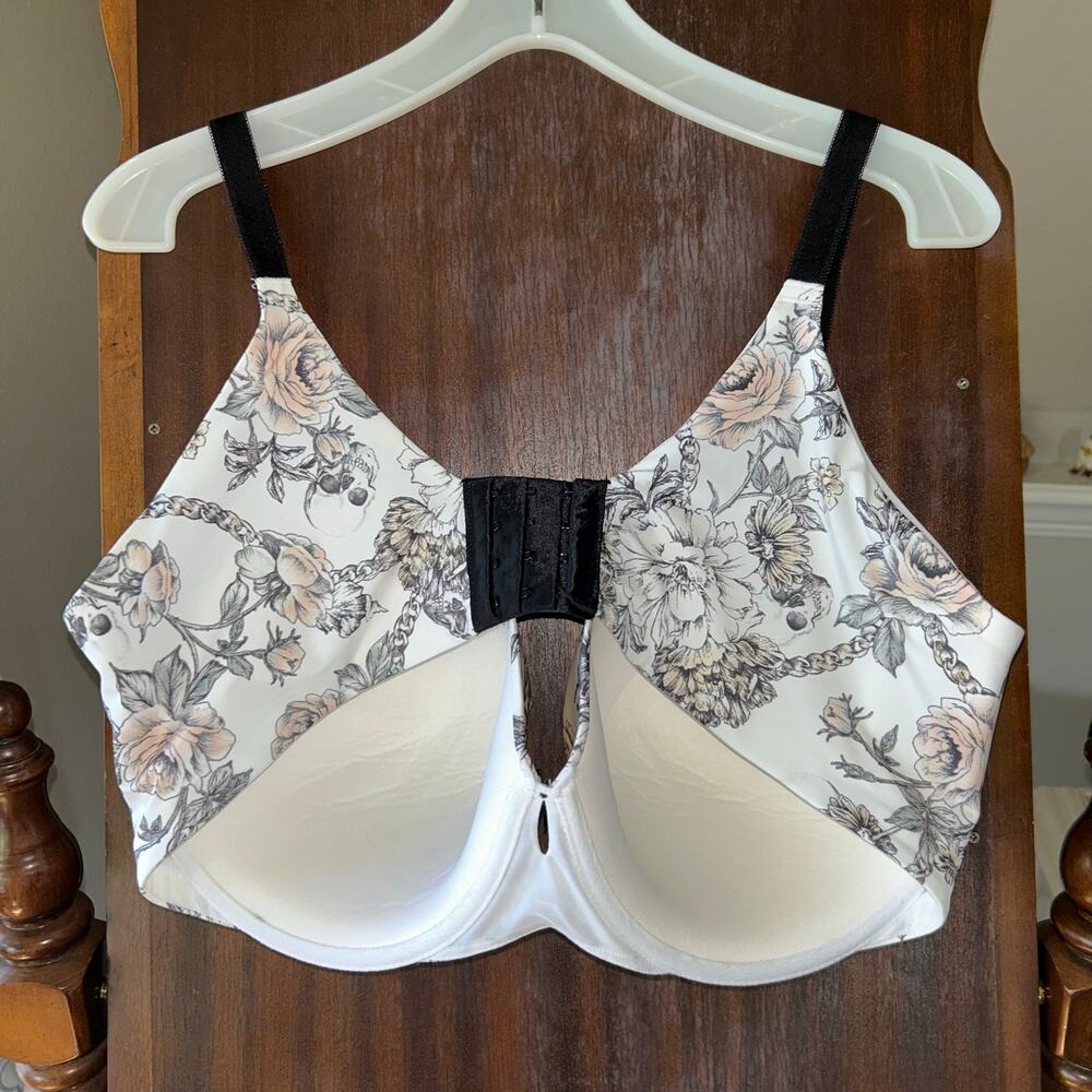 Set of 2 Torrid 360 smoothing vintage pastel floral skull Curve bra Sz 42DDD - Picture 11 of 12